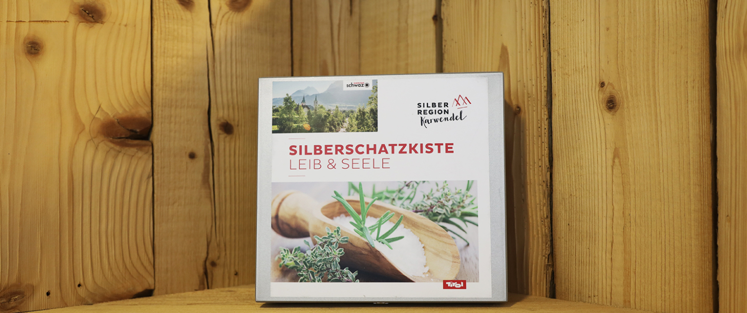 Holzkiste Silber mit Aufdruck